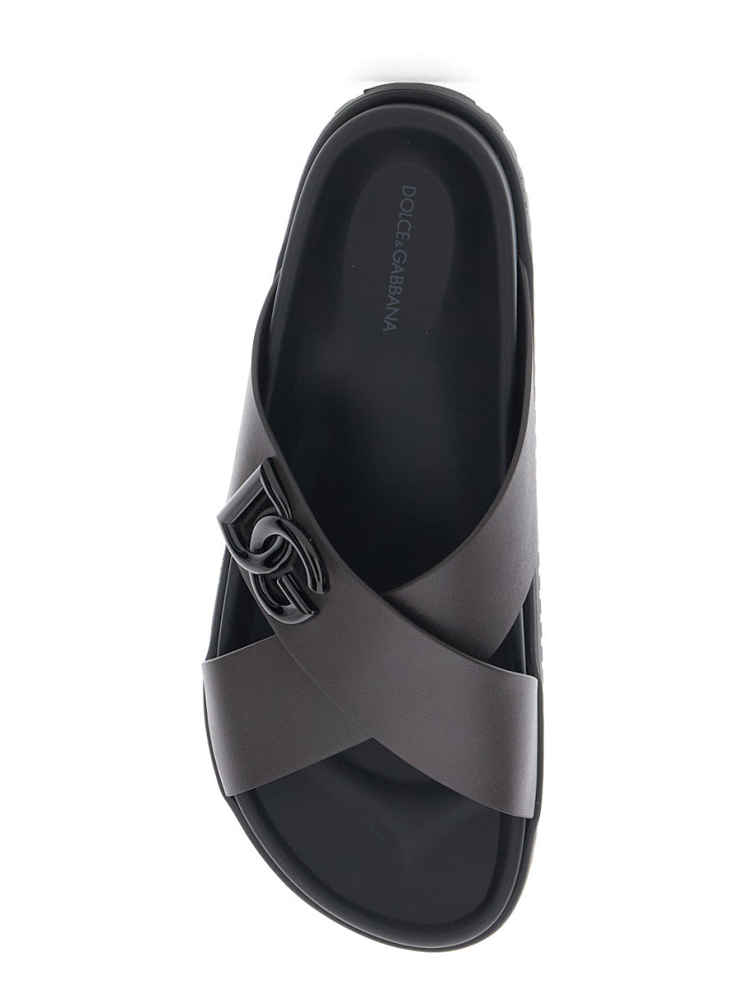 Black Logo Sandals 4