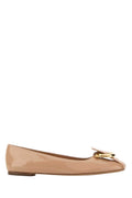 Beige Gancini Leather Ballet Flats 1