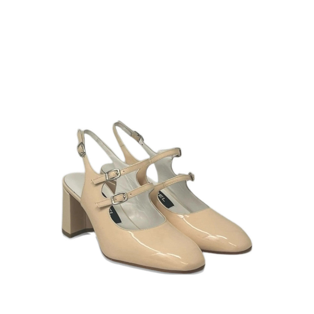 Beige Leather Slingback Pumps 3