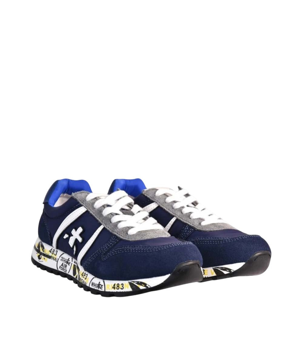 Kids Blue Logo Lace-up Sneakers 2