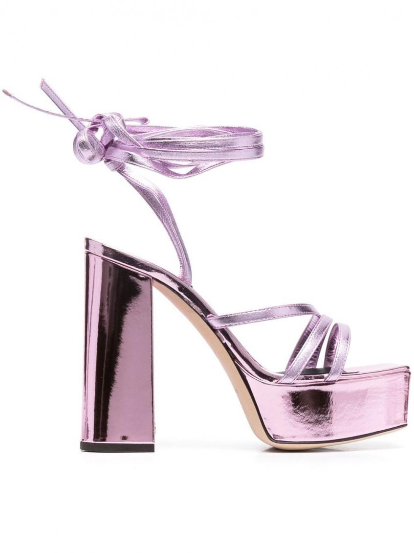 Pink Metallic Leather Heels 2