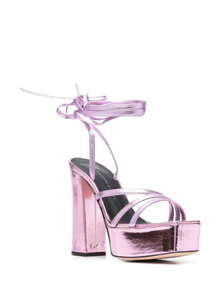 Pink Metallic Leather Heels 4