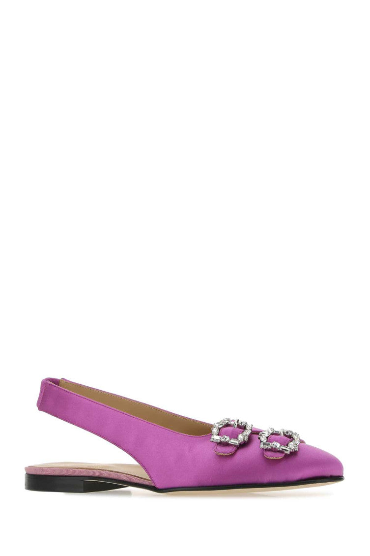 Purple Satin Ballet Flats 2