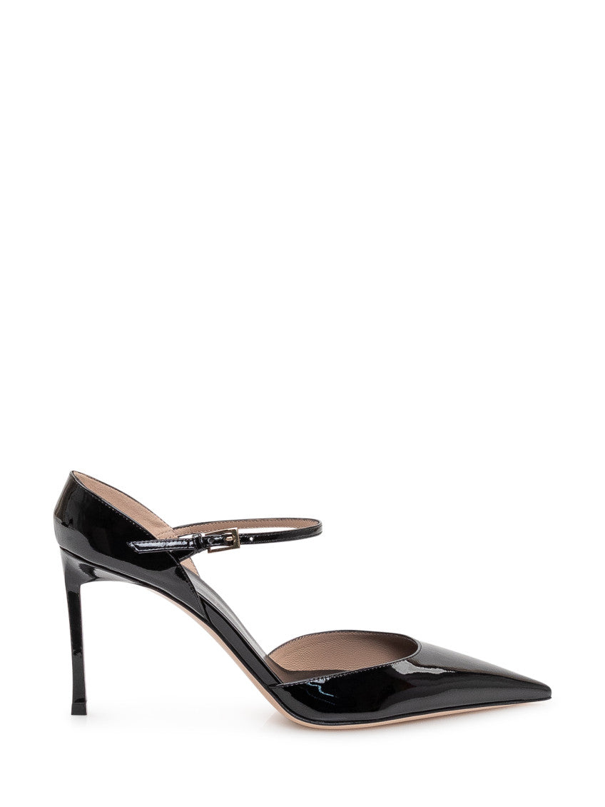 Black Leather Mary-Jane Pumps 1