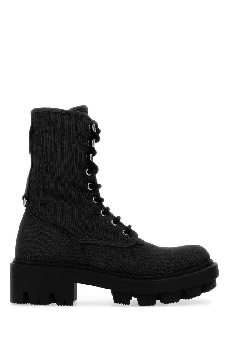 Black Solid Lace Up Boot 1