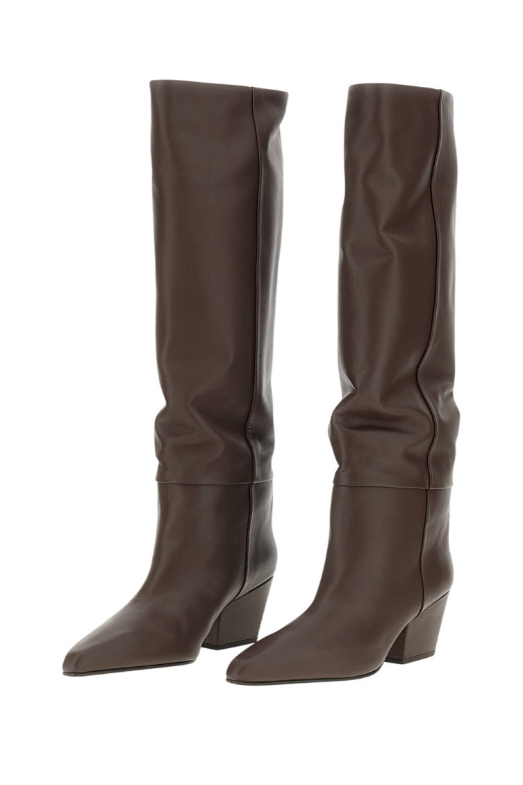 Brown High-knee Leather Boots 2