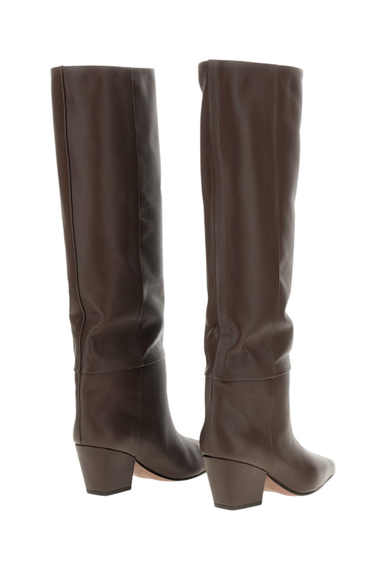 Brown High-knee Leather Boots 3