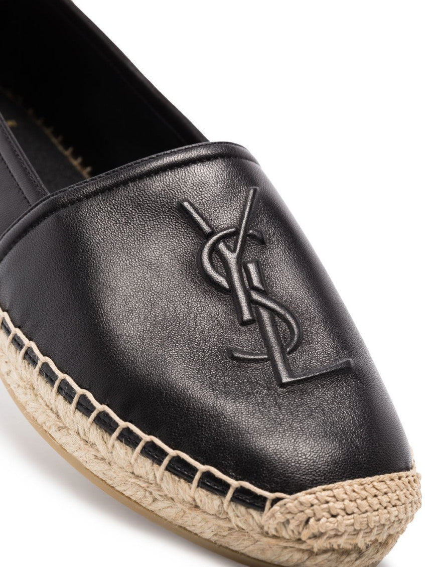 Black Logo Leather Espadrilles 2