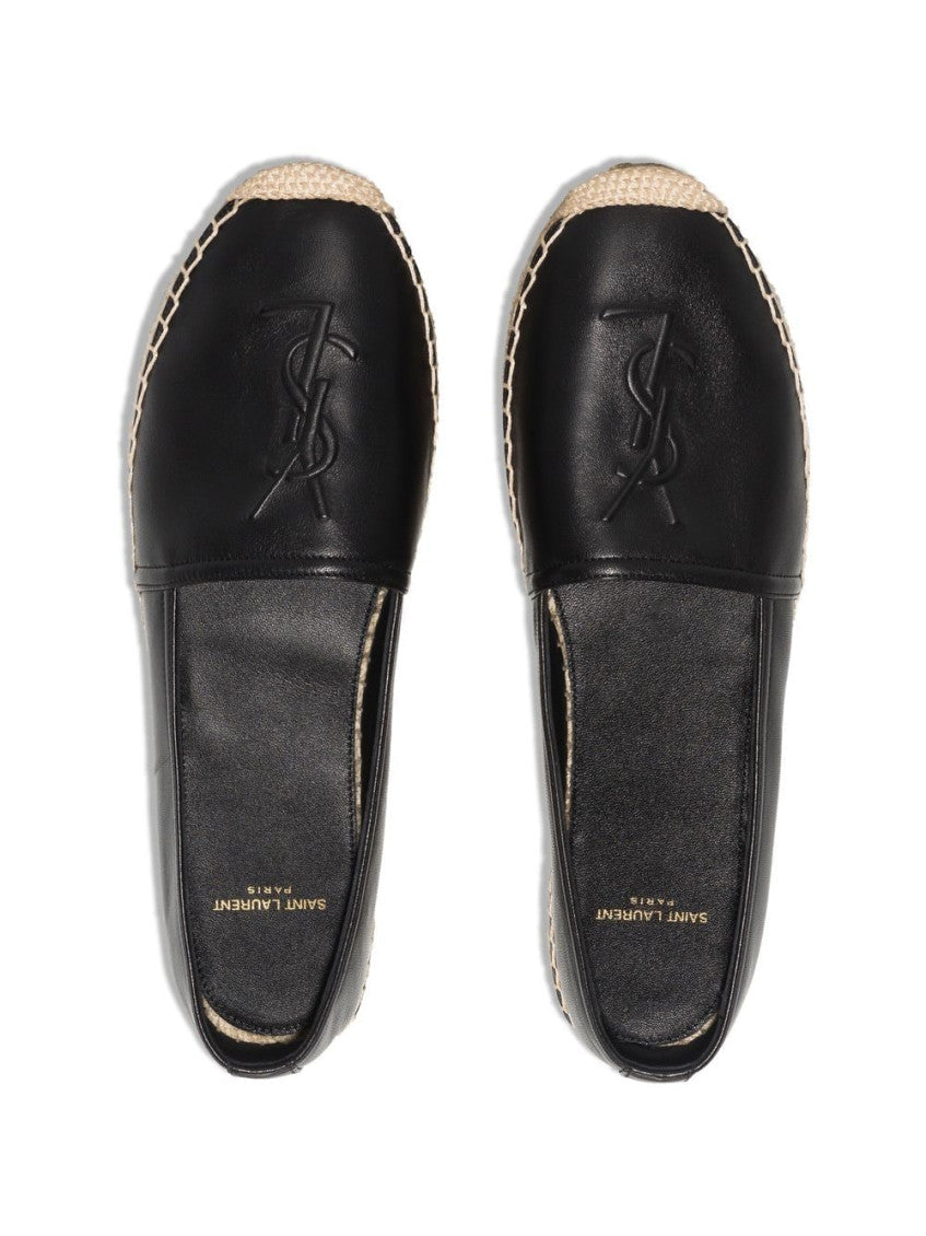 Black Logo Leather Espadrilles 3