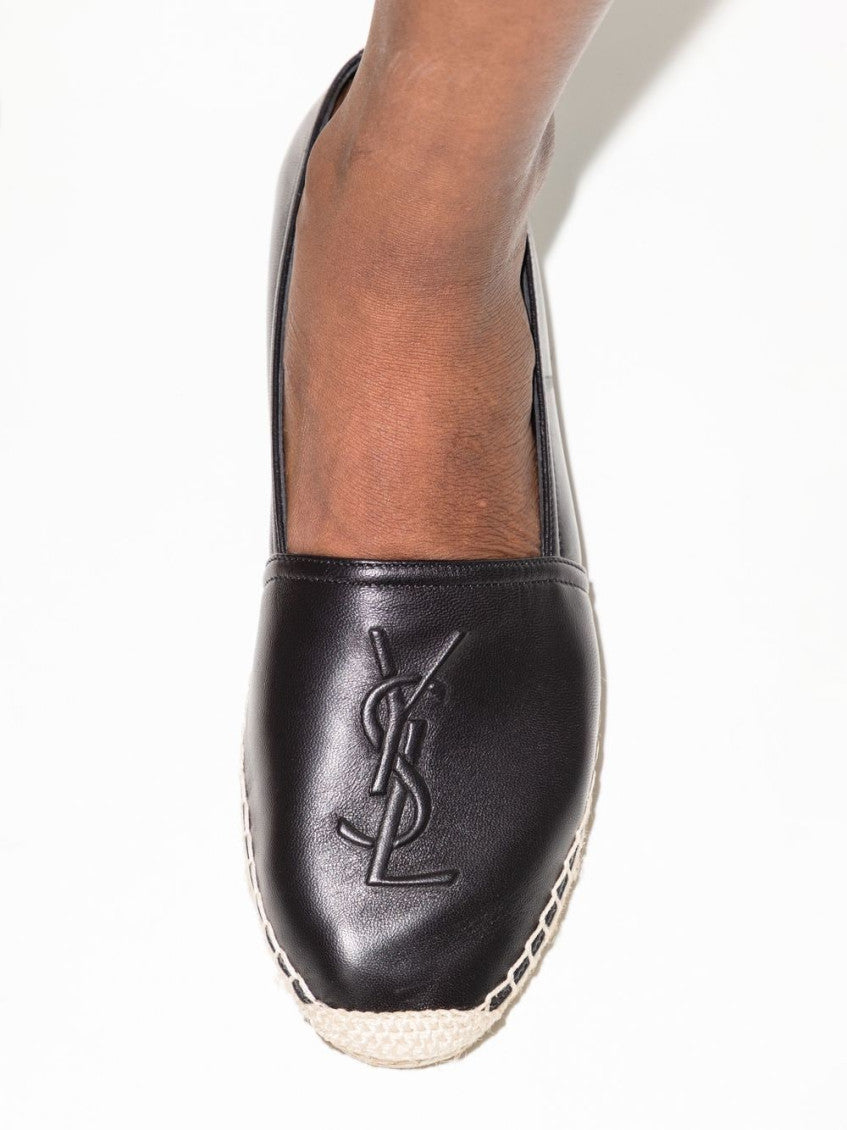 Black Logo Leather Espadrilles 4