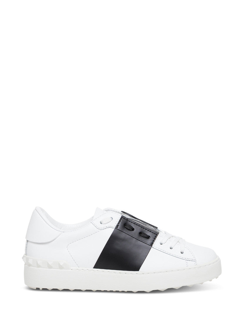 BlackWhite Leather Open Sneakers 1