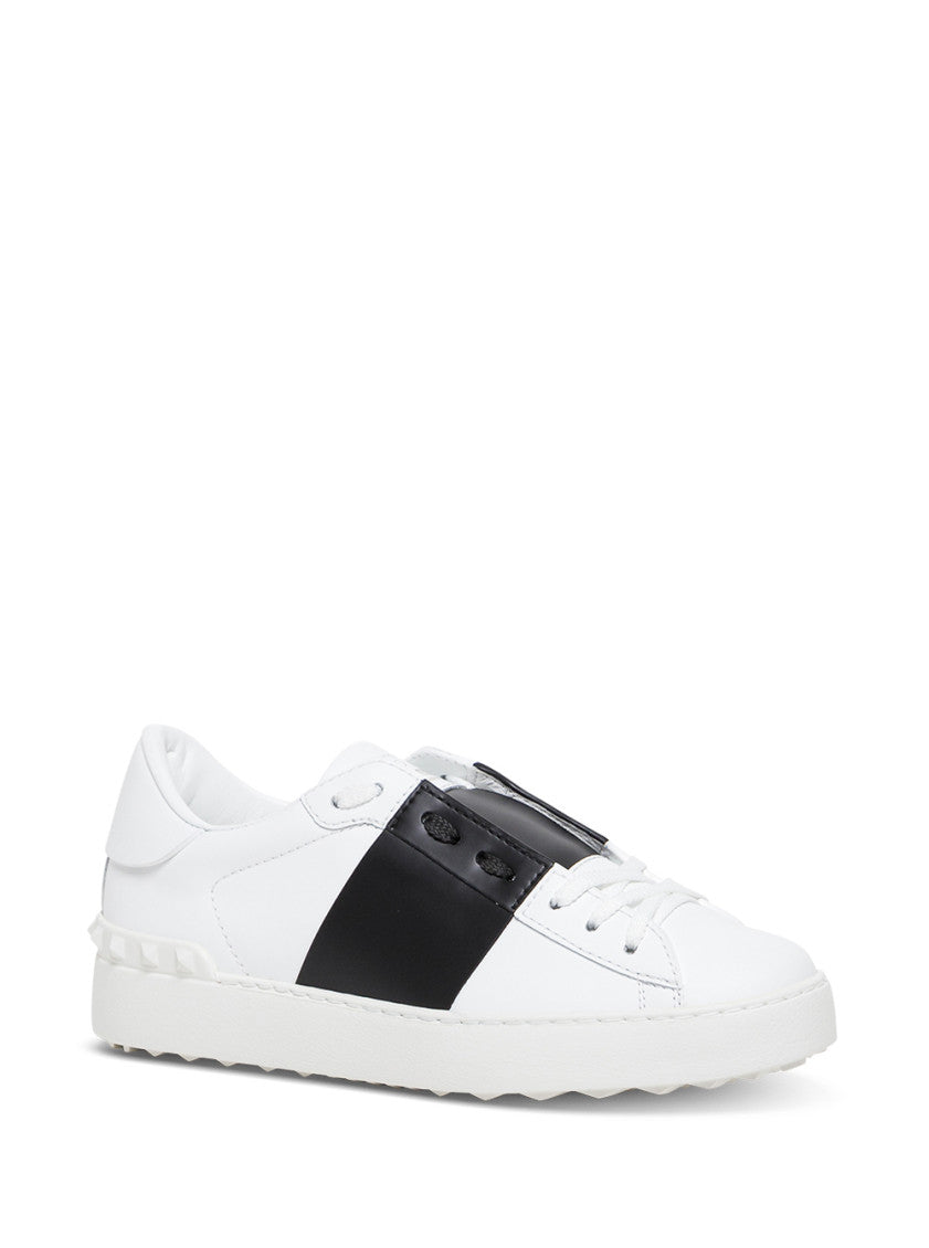 BlackWhite Leather Open Sneakers 2