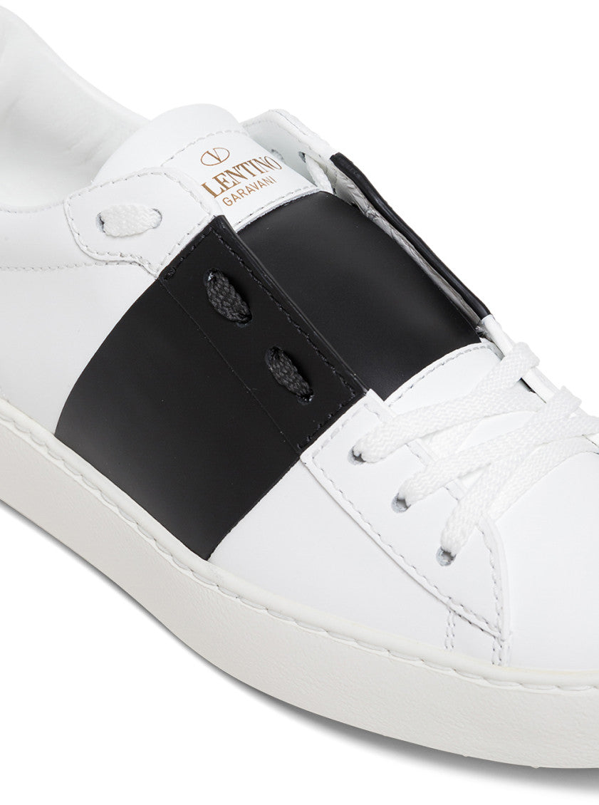 BlackWhite Leather Open Sneakers 4