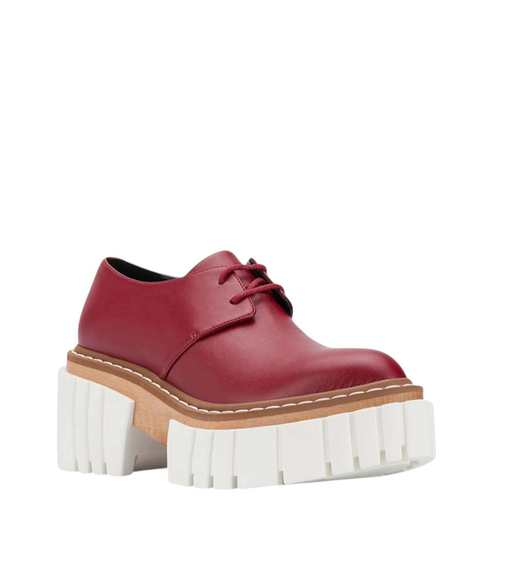 Red Leather Platform Lace-up Shoes 1