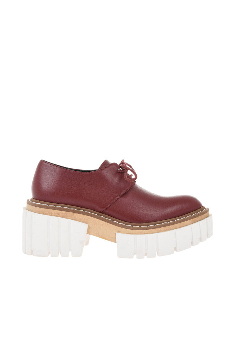 Red Leather Platform Lace-up Shoes 2