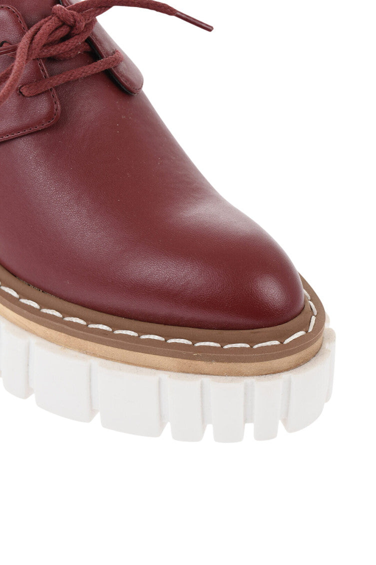 Red Leather Platform Lace-up Shoes 3