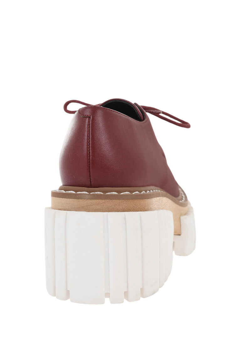 Red Leather Platform Lace-up Shoes 4