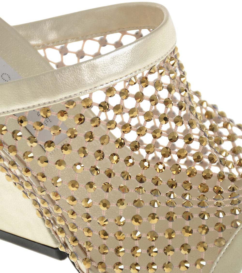 Gold Crystal Slip-on Heels 2