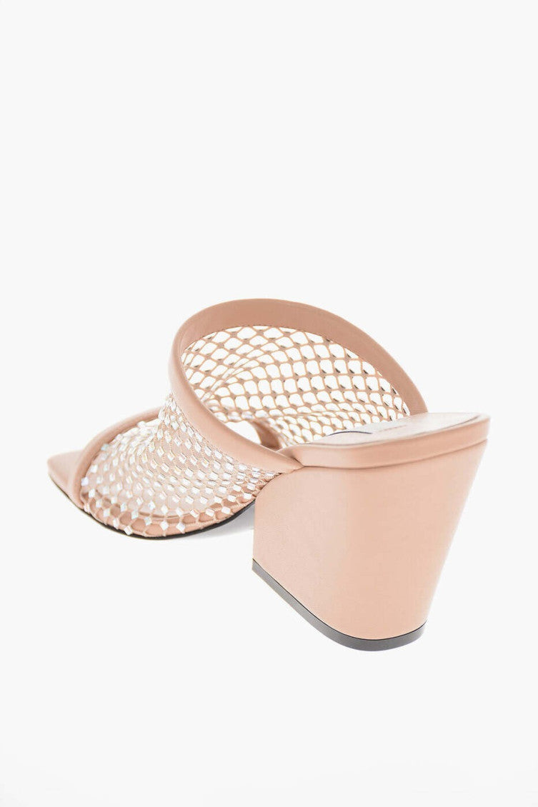 Pink Leather Crystal Heels 5