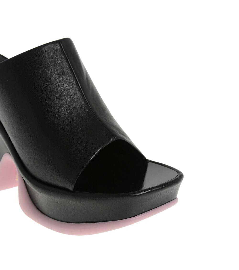 Black Leather Shroom Heels 5