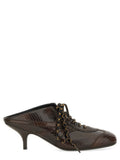Brown Textured Leather Mules 1