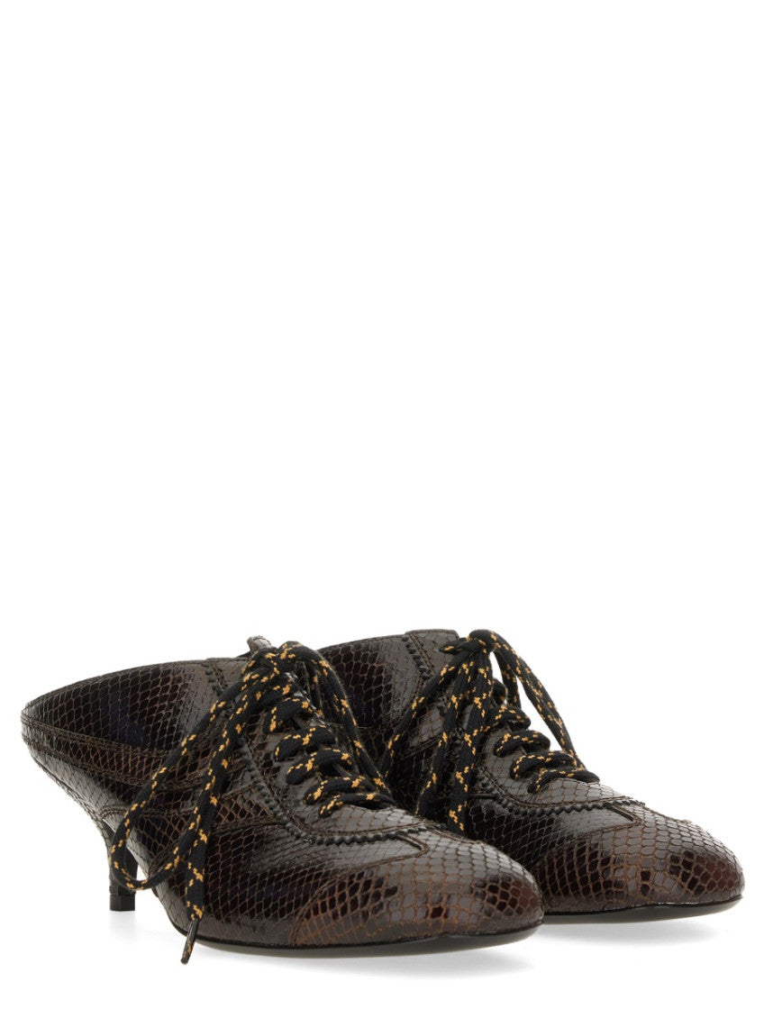 Brown Textured Leather Mules 2
