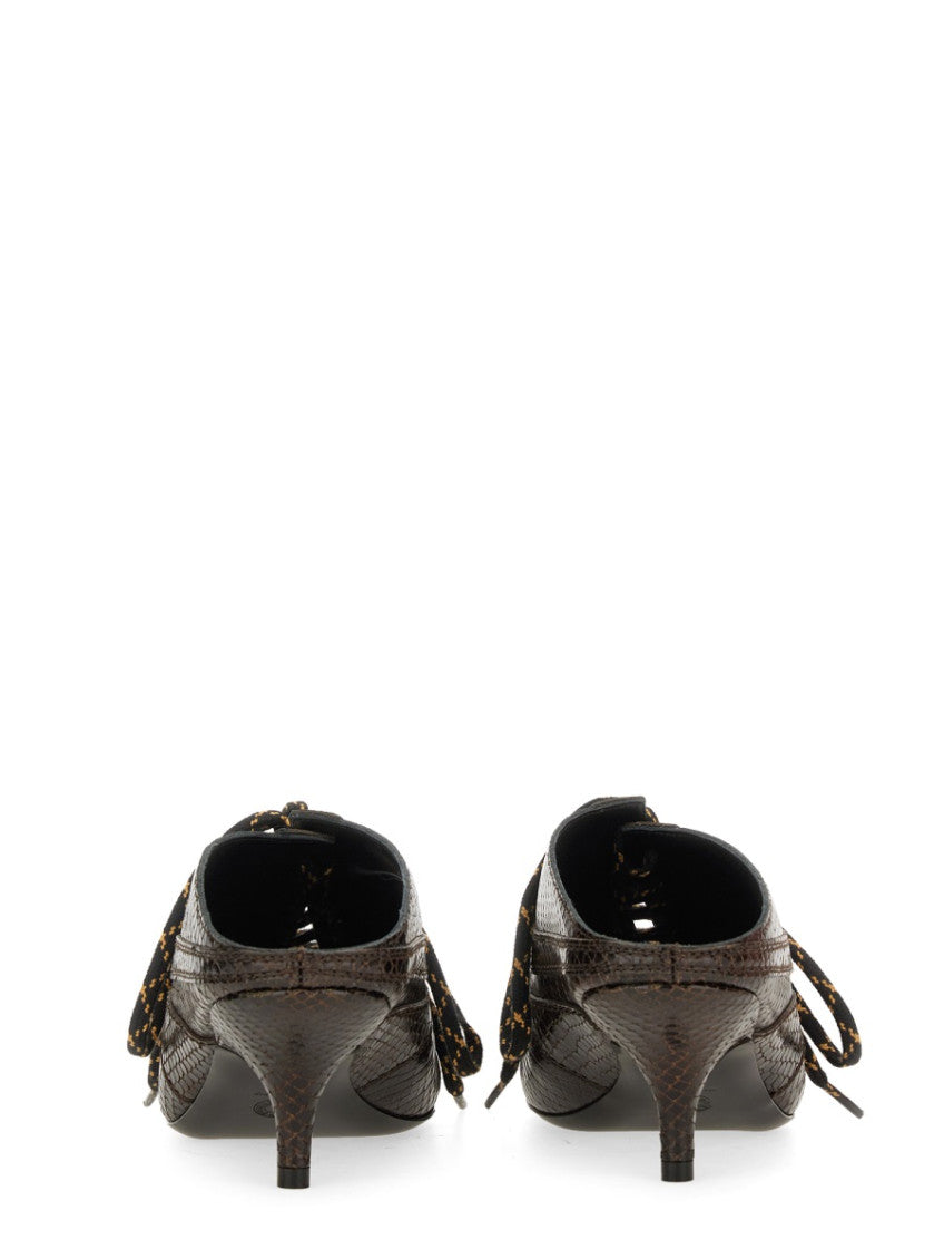 Brown Textured Leather Mules 3