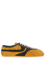 Brown Color Block Suede Sneakers 1