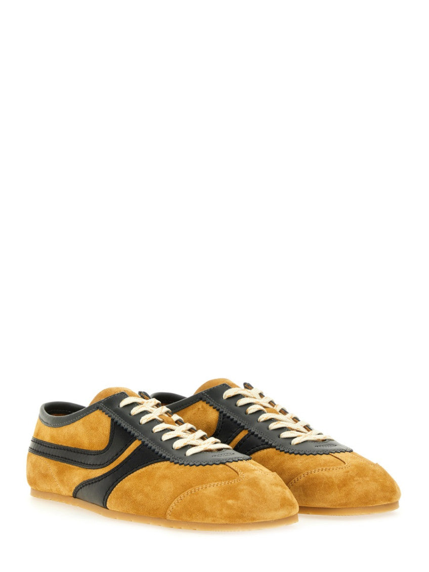 Brown Color Block Suede Sneakers 3