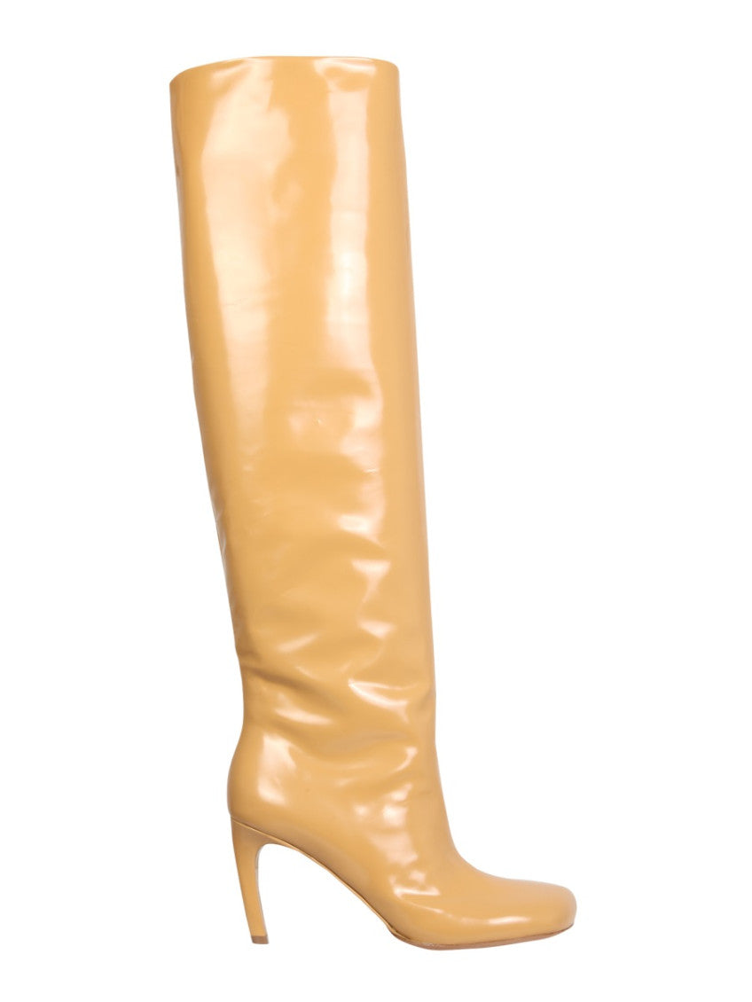 Beige Leather High Boots 1