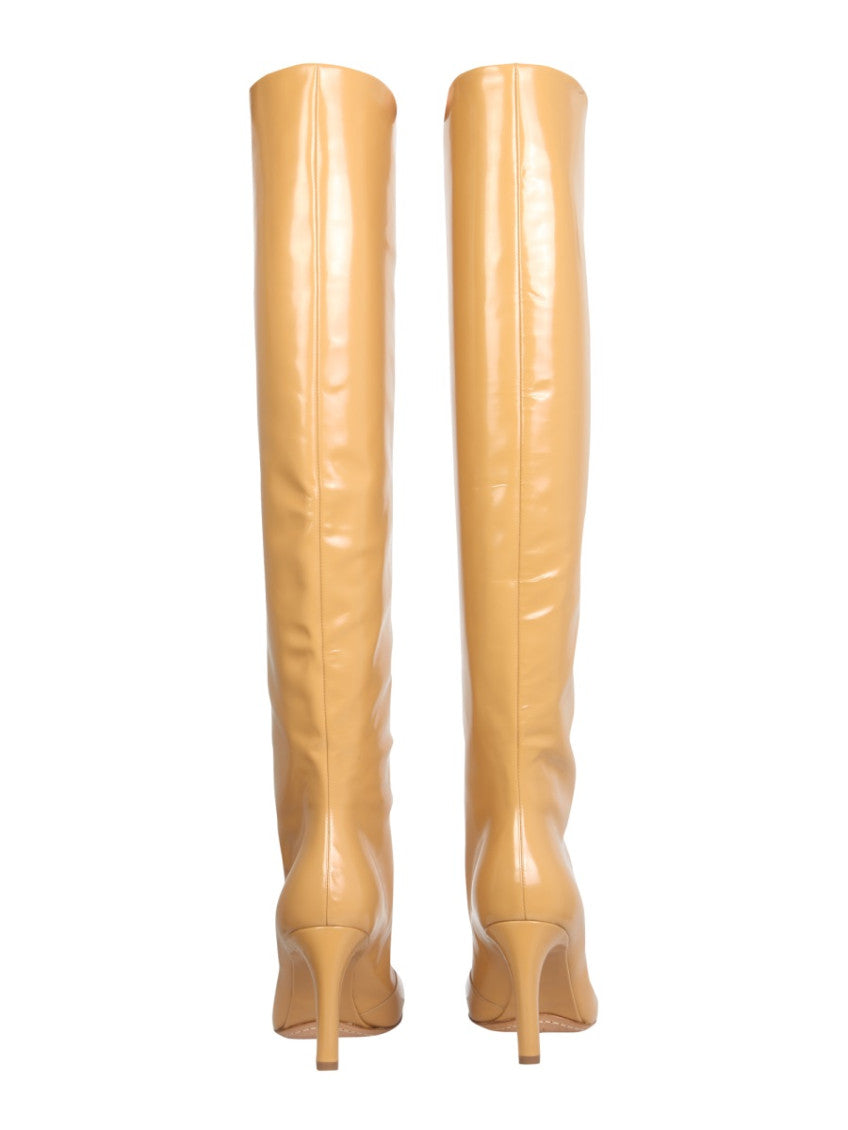 Beige Leather High Boots 4
