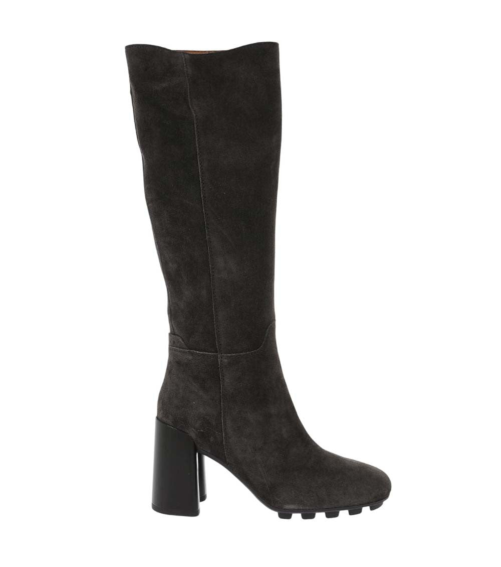 Brown Suede Chunky Heel Boots 1