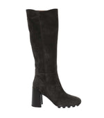 Brown Suede Chunky Heel Boots 1