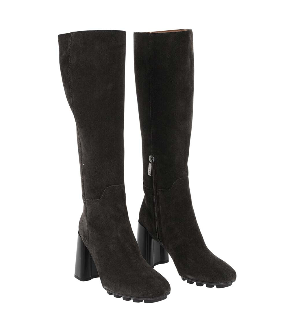Brown Suede Chunky Heel Boots 2