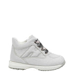 Kids Grey Logo Glitter Sneakers 1