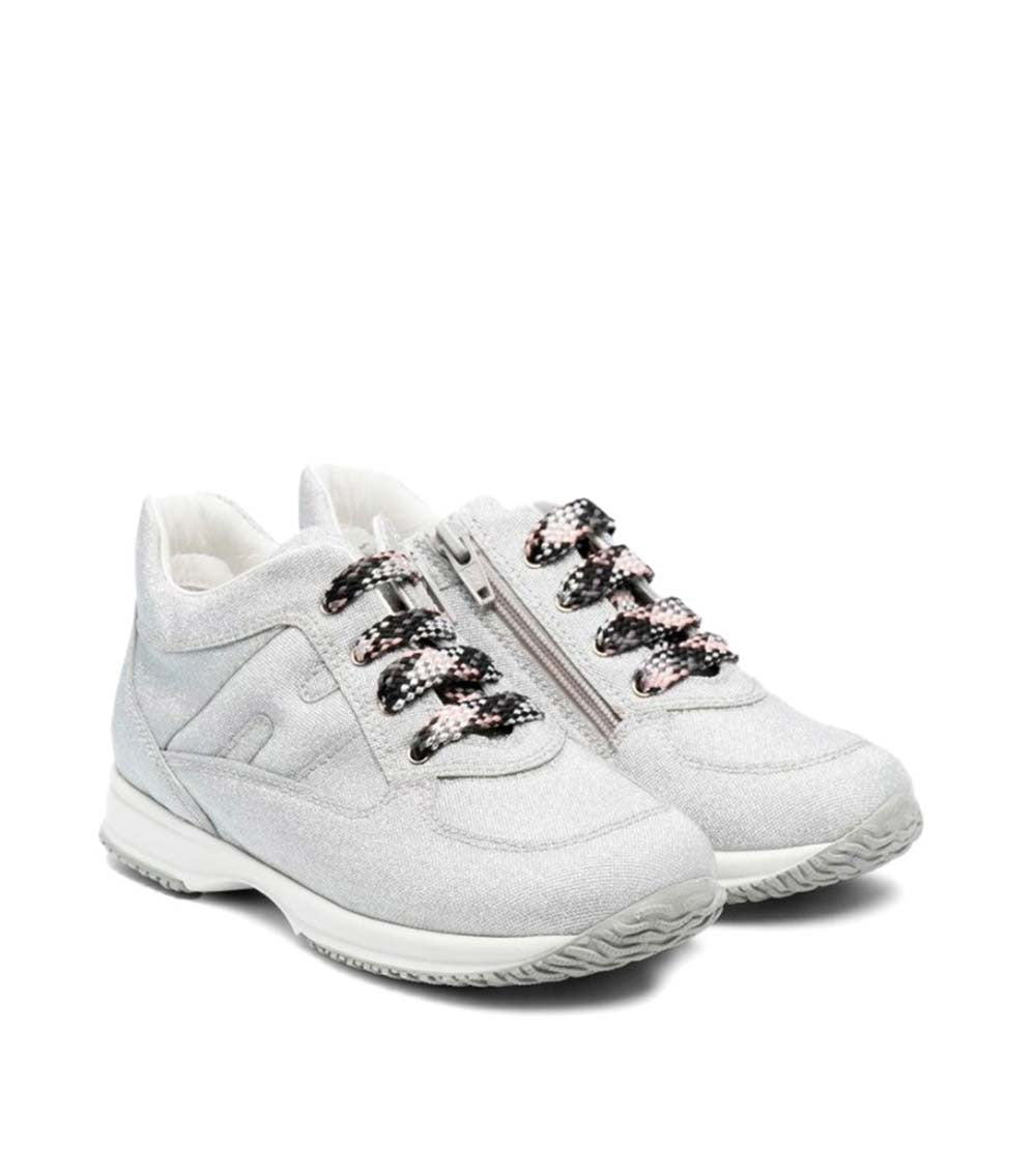 Kids Grey Logo Glitter Sneakers 2