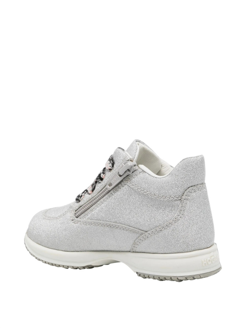 Kids Grey Logo Glitter Sneakers 4