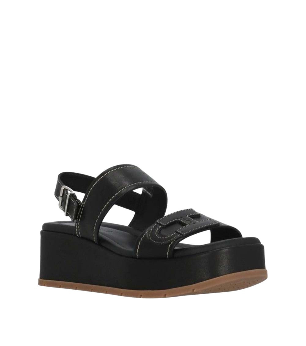 Black Leather Platform Sandals 2