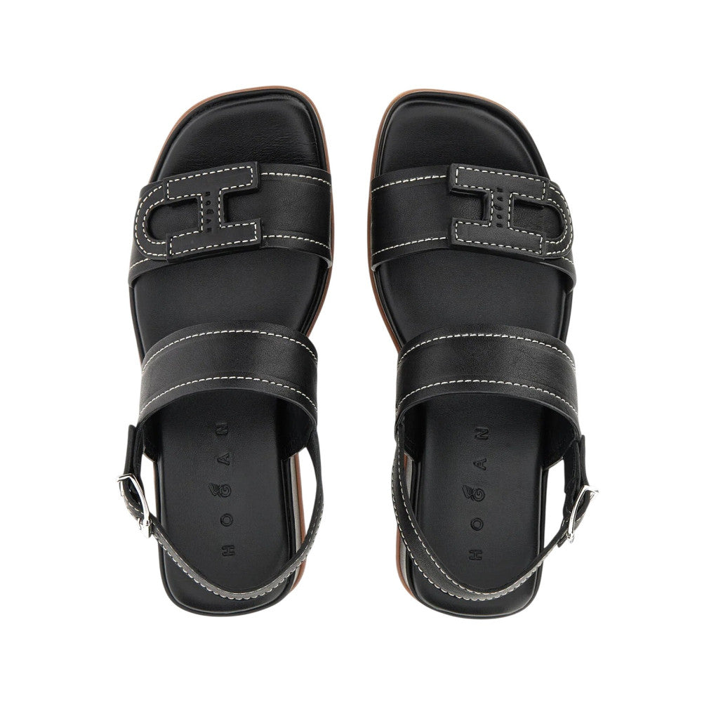 Black Leather Platform Sandals 3