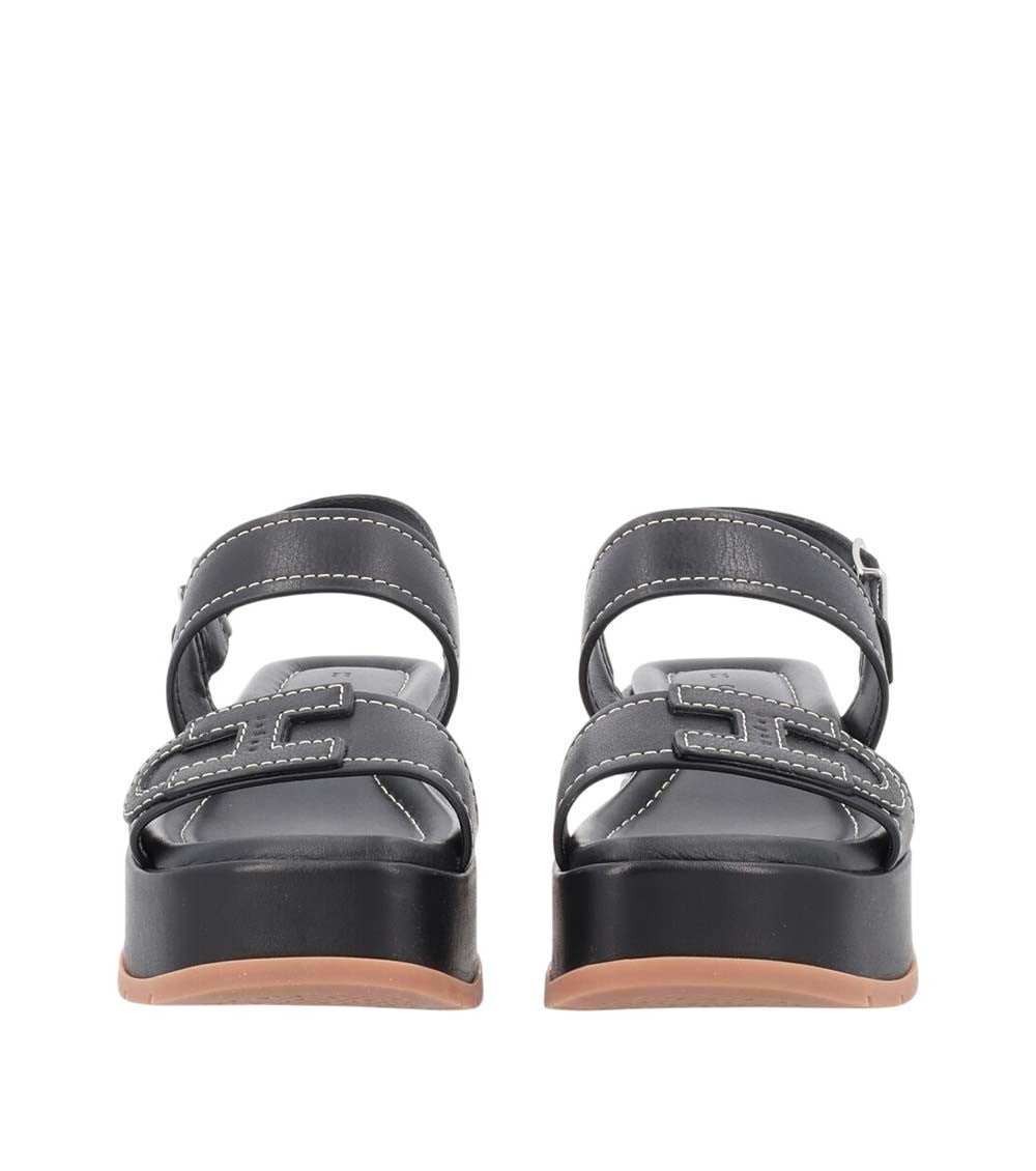 Black Leather Platform Sandals 4