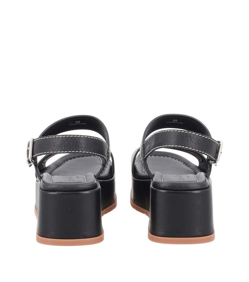 Black Leather Platform Sandals 5