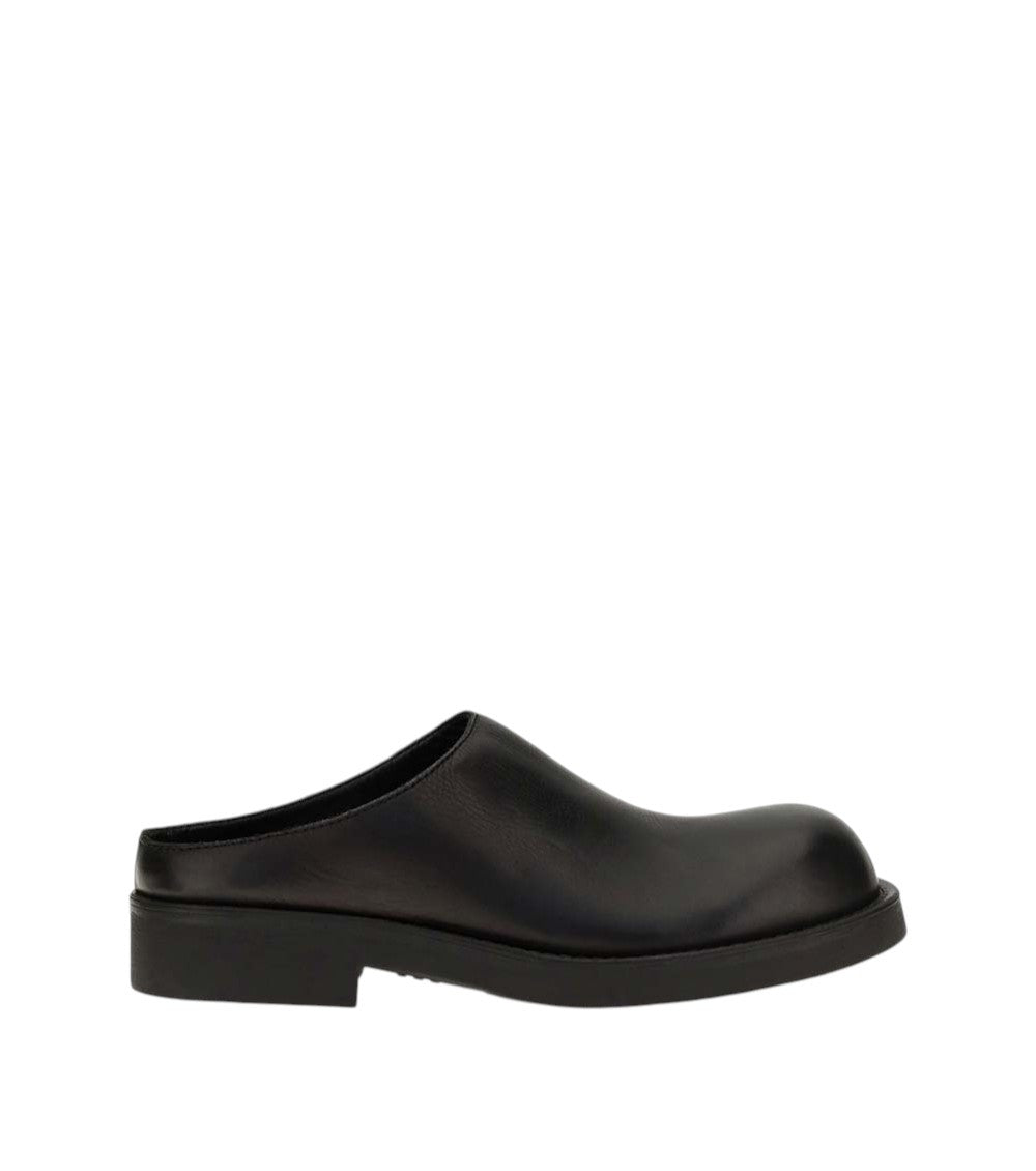 Black Biker Round-Toe Mules 1