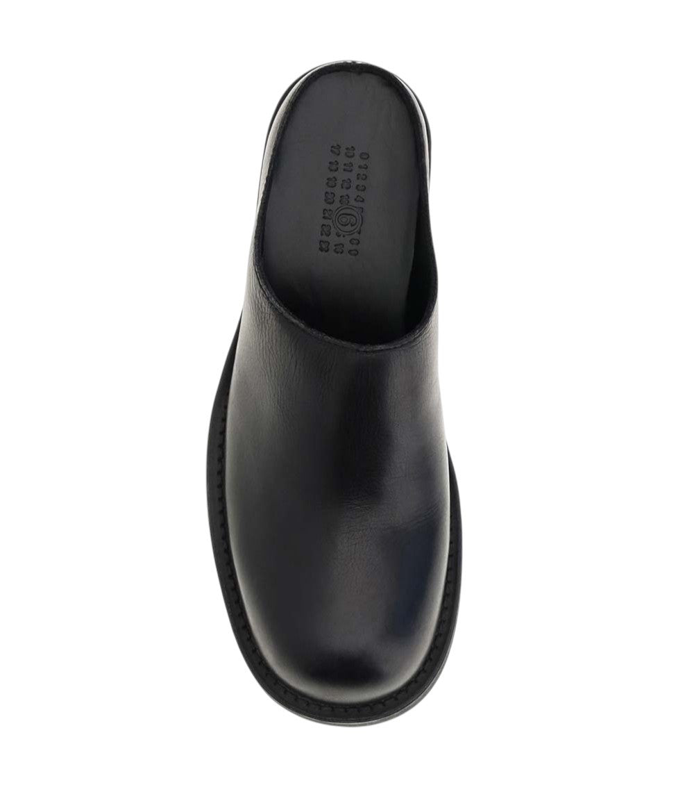 Black Biker Round-Toe Mules 4