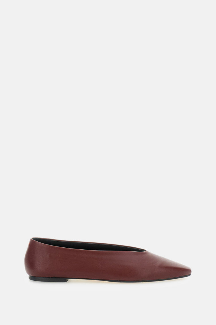 Maroon Leather Ballet Flats 1