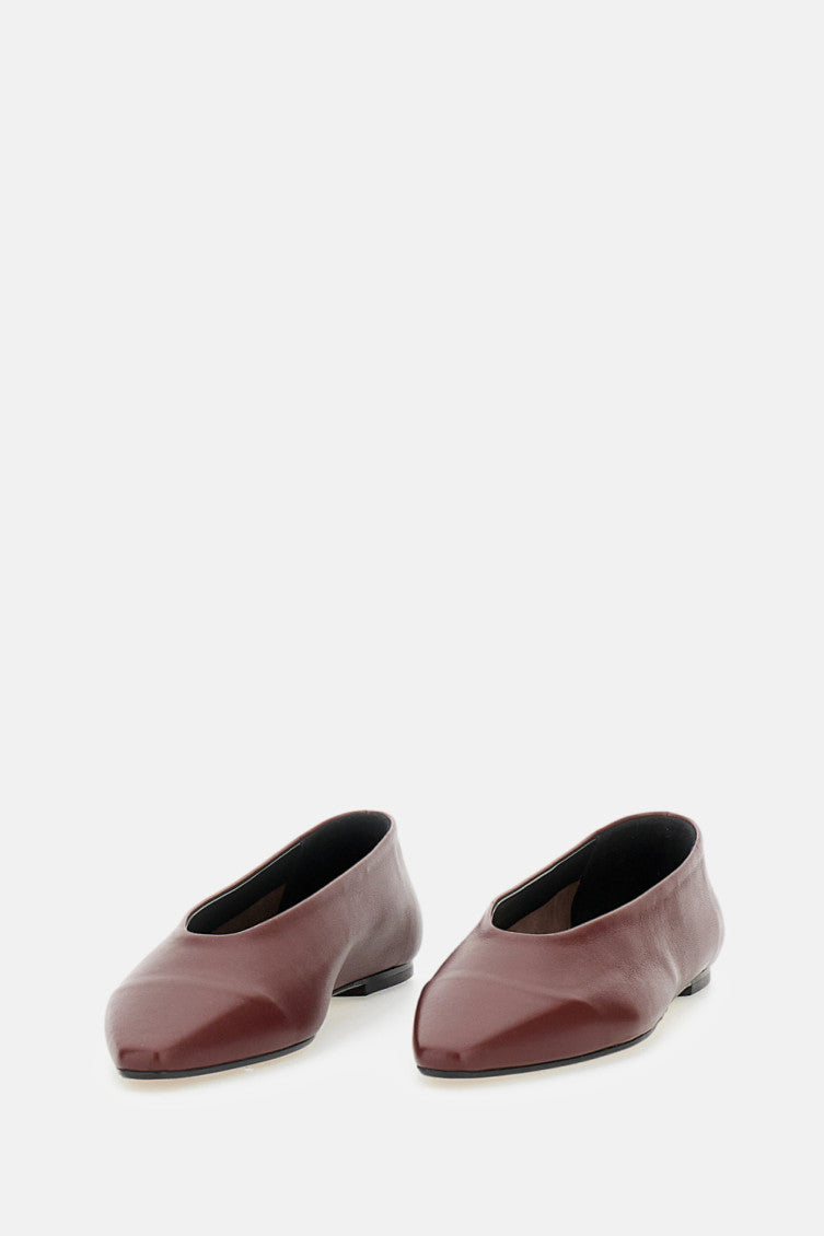 Maroon Leather Ballet Flats 2