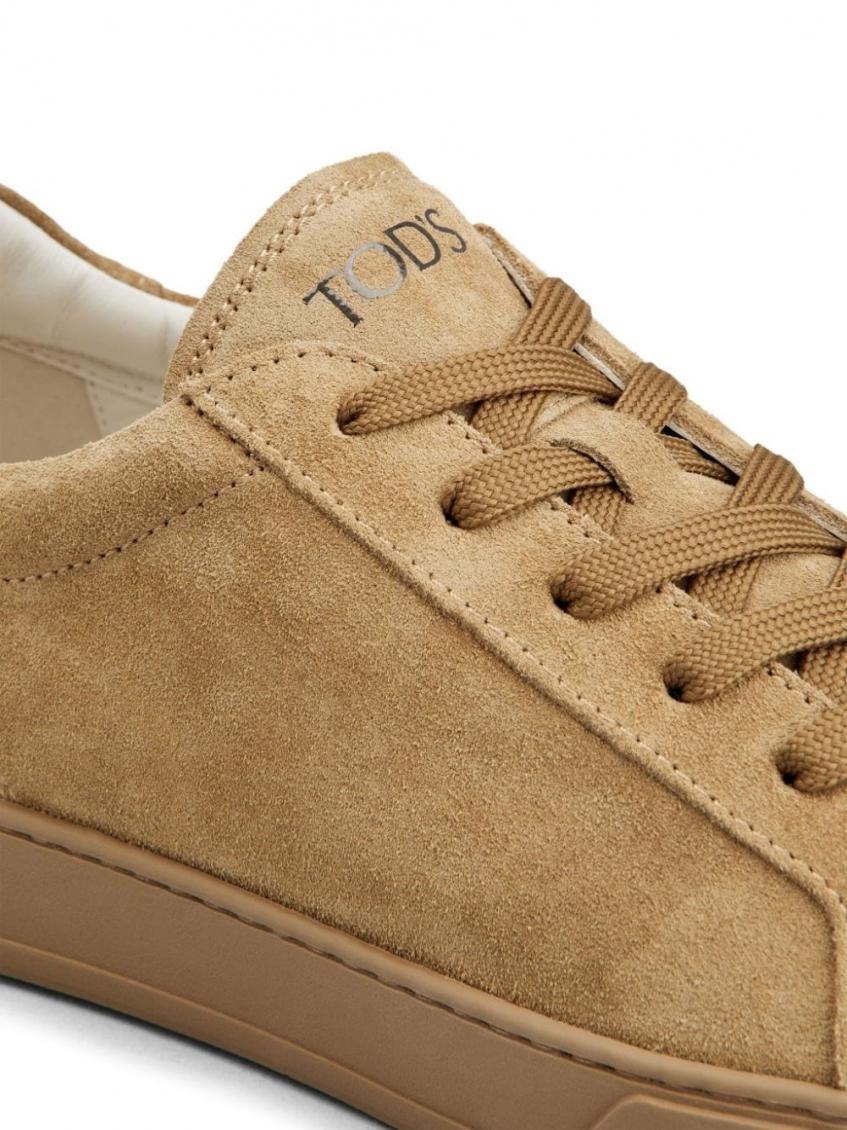 Brown Logo Print Suede Sneakers 5