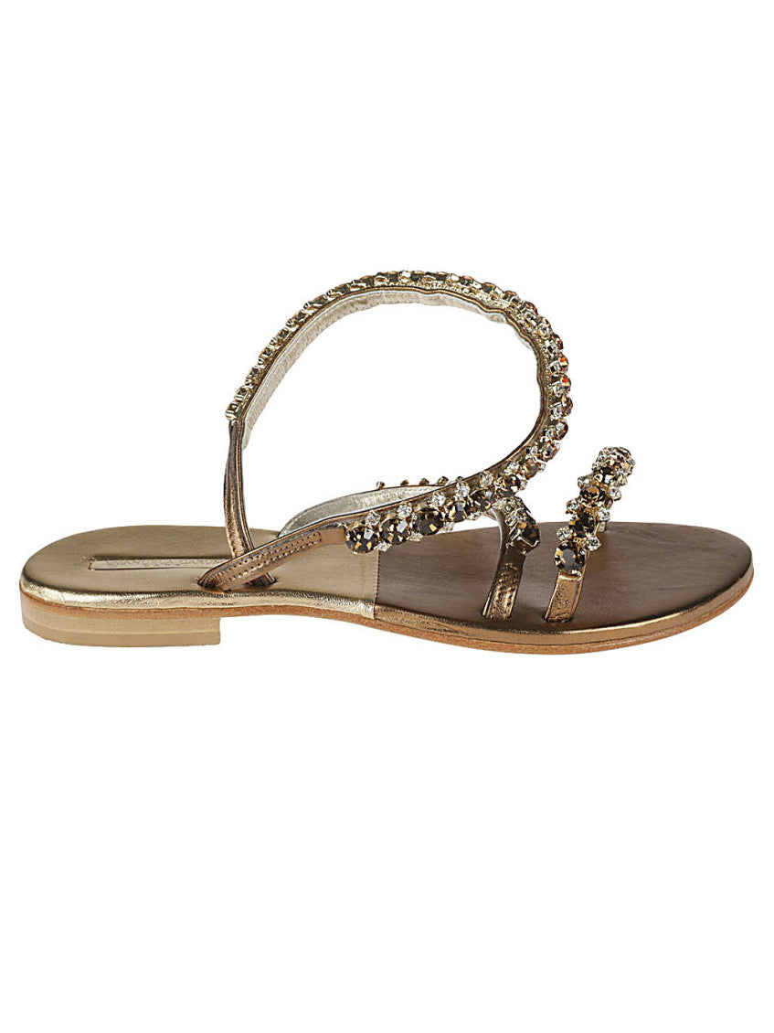 Golden Jewel Leather Sandals 1