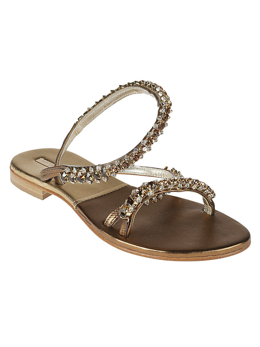 Golden Jewel Leather Sandals 2