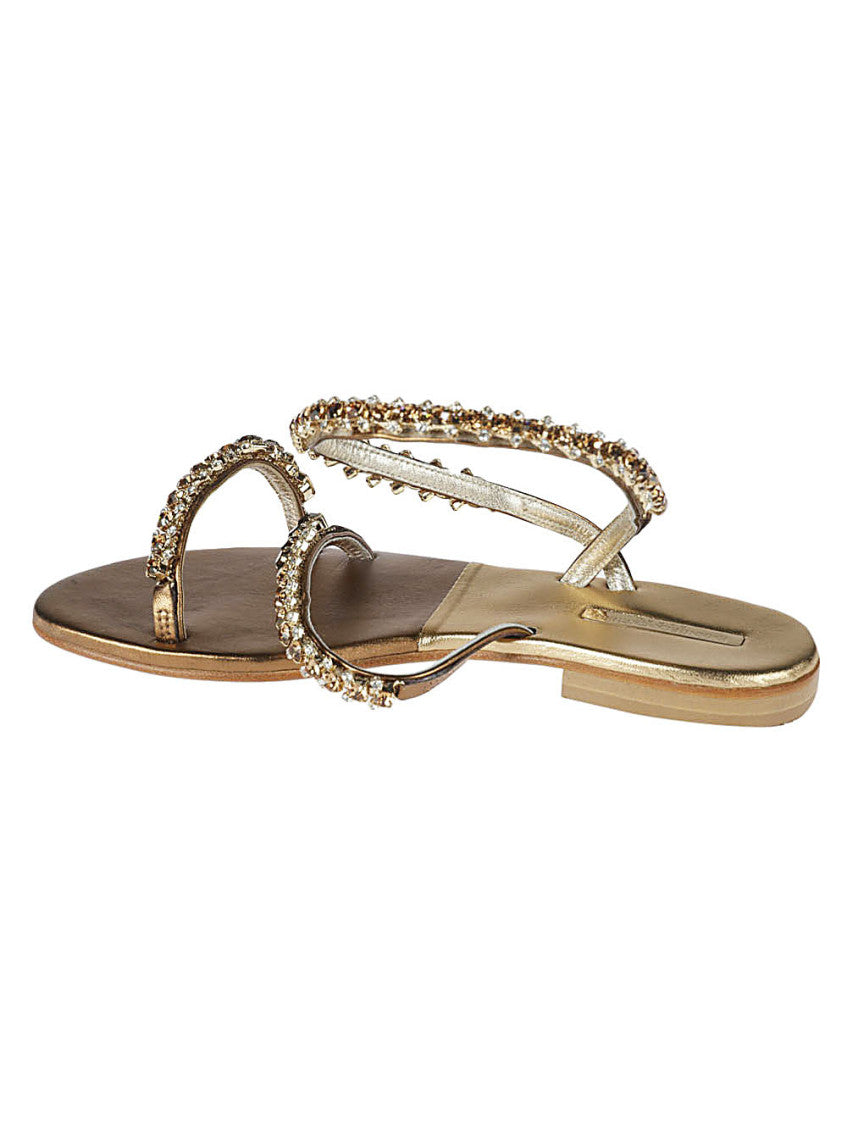 Golden Jewel Leather Sandals 3