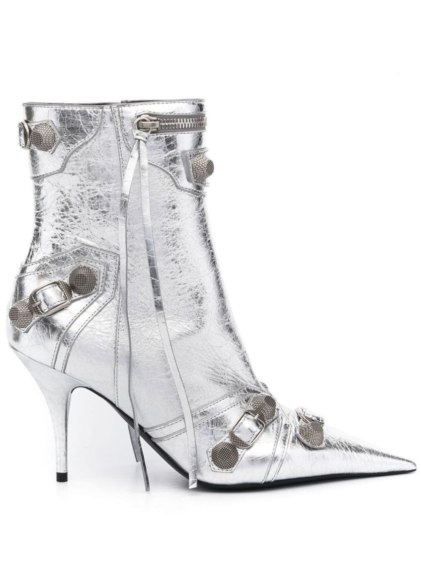 Silver Silver Leather Boots 1
